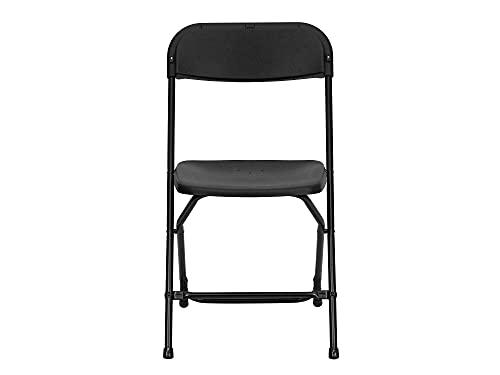 Flash Furniture Hercules Series Plastic Folding Chair - Black - 650LB Weight Capacity Comfortable Event Chair - Lightweight Folding Chair Pack Of 1