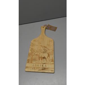 Generic Alaska Bamboo Wood Cutting Chopping Board Paddle Drawn Reindeer 15"" Long, Large,