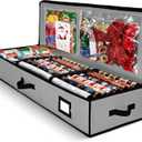 Gift Wrap Organizer, Christmas Wrapping Paper Storage Bag w/Useful Pockets for Xmas Accessories, Fits Upto 24 Rolls, Underbed Storage for Holiday Decorations, Large Capacity Storage Box (Gray)