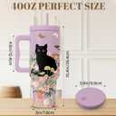 Cat Lover Gifts For Women, Stainless Steel Tumbler With Handle 40 Oz, Best Gifts For Cat Lovers, Birthday Christmas Valentine Anniversary Floral Gift For Women, Floral Tumbler Mug Cup