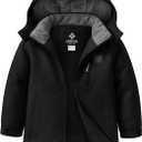 GEMYSE Kids Winter Jacket Waterproof Boys Girls Ski Jacket with Hood Windproof Warm Fall and Winter Outerwear (Black, M)
