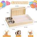 3 in 1 Rabbit Litter Box with Hay Feeder and Bowls - Wooden Rabbit Hay Feeder for Guinea Pig, Hamster, Small Animals (Basic model)