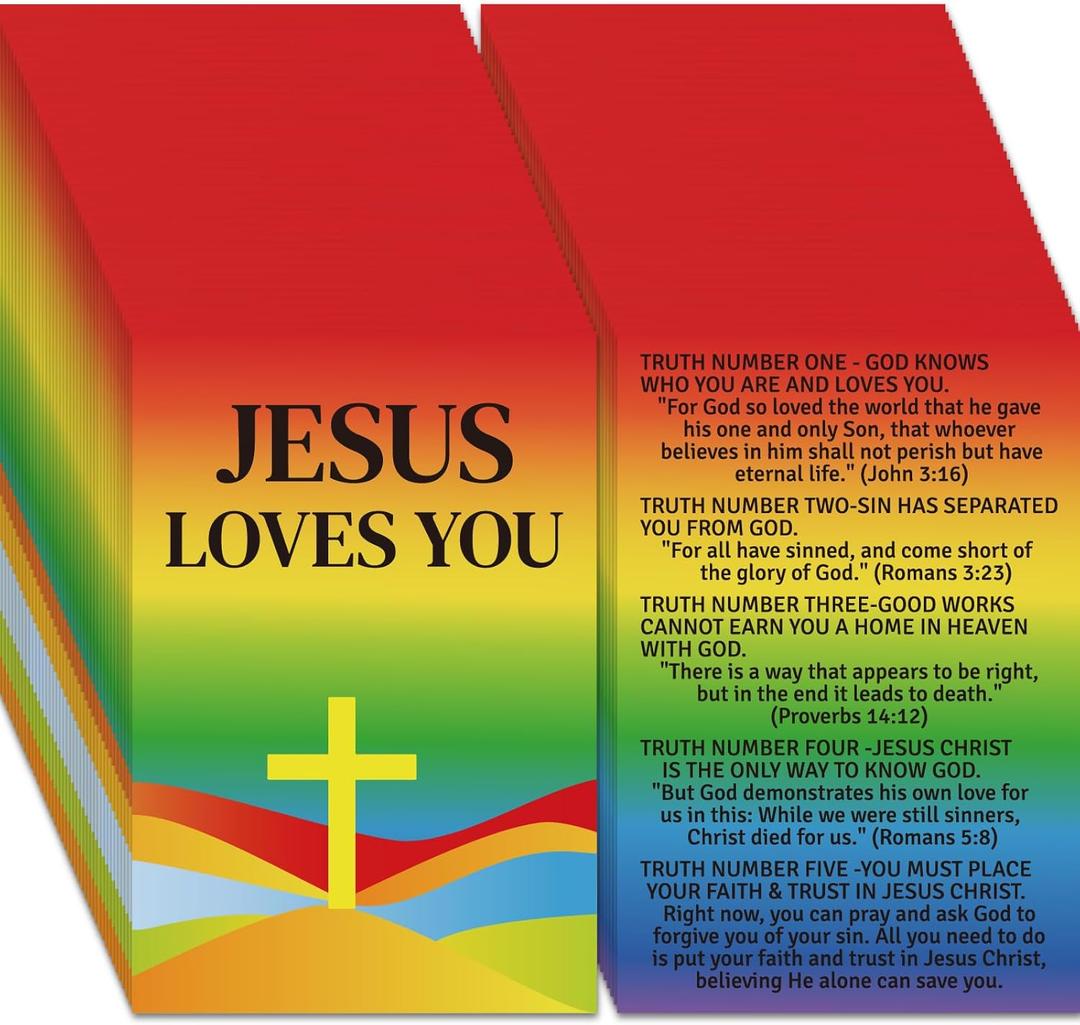 240pcs Christian Valentines Card Gospel Tracts Religious St. Valentine Romans Road Salvation Tracts Serenity Catholic Prayer Jesus Loves You Bible Cards for Evangelism (Jesus Loves you 1)