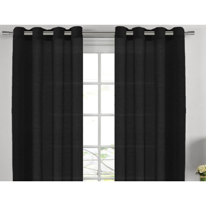 H.VERSAILTEX Linen Curtains Natural Blended Curtain Panels for Living Room/Light Reducing Linen Semi Sheer Curtains 108 inch Length 2 Panels Set Nickel Grommet Window Panels, 52" x 108", Black
