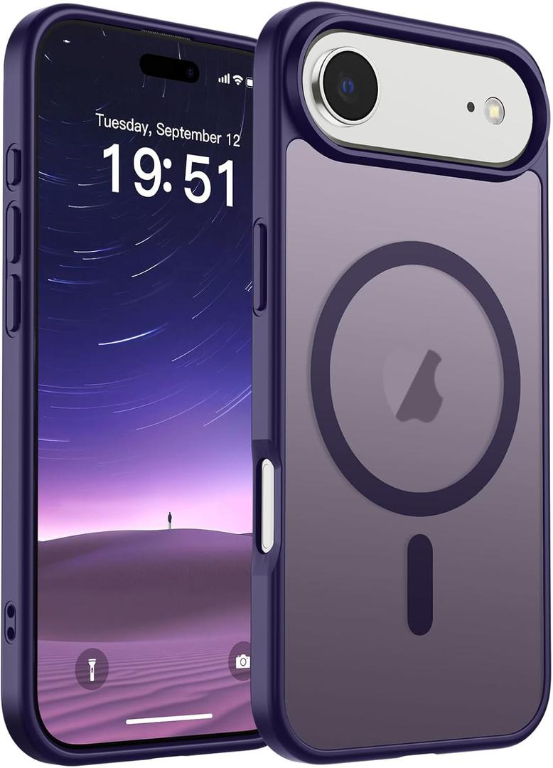 SUPFINE Magnetic for iPhone Air Case (Compatible with MagSafe)(Military Grade Drop Protection) Slim Translucent Matte Shockproof with Anti-Fingerprint Phone Cover for 17 Air,Dark Purple