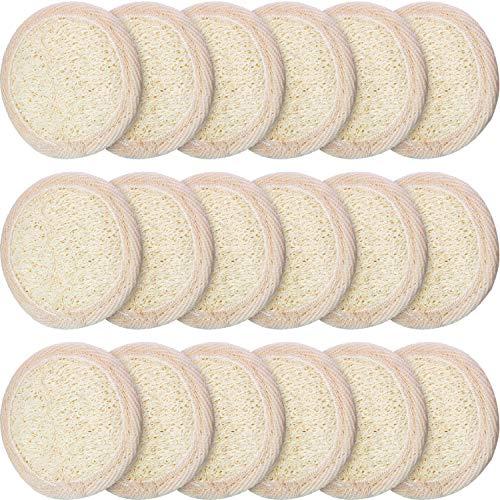 18 Packs Exfoliating Loofah Sponge Pads Mini Facial Body Bath Shower Loofah Sponge Pad Natural Exfoliating Scrubber Brush for Women Men