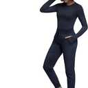 Sola Long Sleeve Underscrub for Women with Thumbholes, Comfort Fit for Work & Layering (Blue, L)