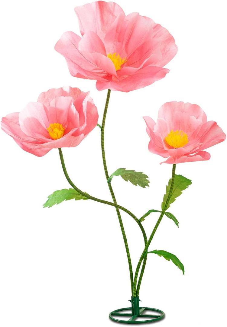 5.6 Ft Large Paper Artificial Flowers  Giant Flowers for Decoration Indoor/Outdoor Handcrafted Poppy Flowers for Garden, Wedding, Hotel, Office, Shop Window, Photography Props,Light Pink