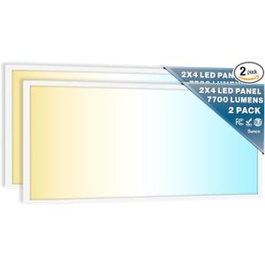 Sunco 2x4 LED Flat Panel Light Drop Ceiling Office Fixture, 7700 LM, Selectable Features, 40W/50W/60W, 4000K/5000K/6000K, Dimmable (0-10V), Dustproof ETL 2 Pack