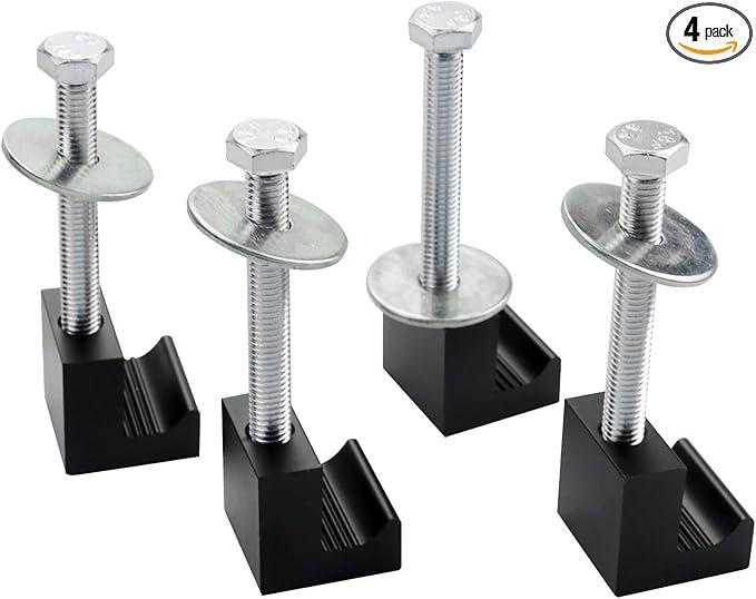 J Hook Crossover Tool Box Mounting Clamps for Pickup Truck Tool Box Mount Tie Downs (4 PCS, Blcak)