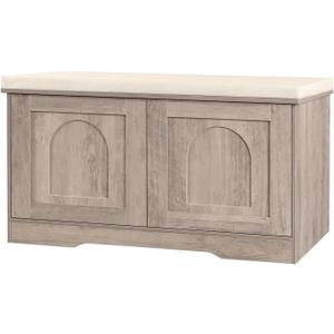 DINZI LVJ Shoe Storage Bench with Cushion, Door, Greige 31.5" LX17.7 H