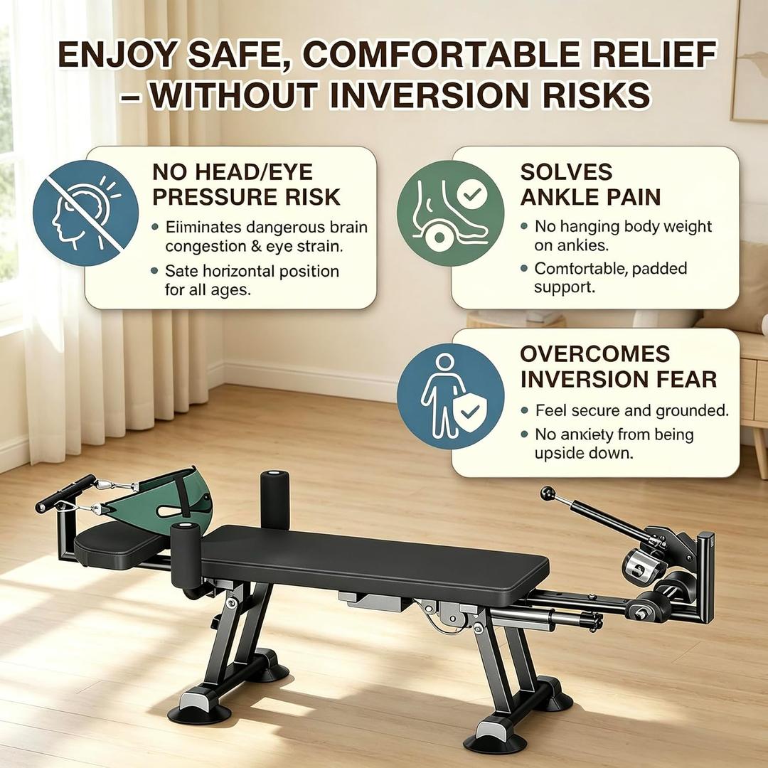 Fitness Full Body Traction Table, Decompression Back Stretcher with Adjustable Stretch, Massage Cervical Decompression Table, Lumbar Stretching