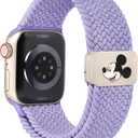 Braided Cartoon Magnetic Clasp Band Compatible with Apple Watch Bands 40/38/41/42mm Women Men, Stretchy Elastic Nylon Woven Strap for iWatch Series 11 10 (Lavender Fog)
