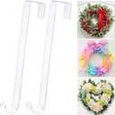 15" Clear Wreath-Hanger Non Scratch Over The Door Hooks,2 Pack Wreath-Door-Hanger Easter Halloween Christmas Decoration,Welcome Sign for Front Door Dcor Inside Outside,Slim Hangers Organizer for Home