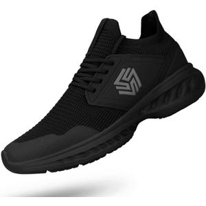 Giniros Mens Slip On Walking Shoes Non Slip Running Shoes Breathable Workout Shoes Lightweight Gym Sneakers All Black Size 12