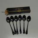 Set of 12, Stainless Steel Dinner Spoons Silverware Set, Spoons (6.7 Inch) Cutlery Set, Dishwasher Safe (Black)