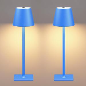 Yogaret Blue Cordless Table Lamp Set of 2, Indoor/Outdoor Table Lamp for Restaurant Home Dinner Patio Pinic