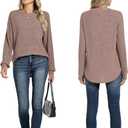 Motarto Lightweight Sweaters for Women Tunic Ribbed Tops Pull Over Casual Long Sleeve Shirts Plus Size Top for Daily Wear (Small, Coffee)