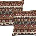 Vintage Rustic Outdoor Throw Pillow Covers Set of 2 Country Cabin Themed Decorative Pillow Cases, Farmhouse Mountain Bear Cushion Pillow Covers for Sofa Couch Living Room Decor 18x18