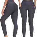 NORMOV Fleece Lined Leggings with Pockets for Women,High Waisted Winter Thermal Warm Sherpa Leggings (Gray, XL)