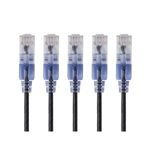 Monoprice Cat6A Ethernet Patch Cable - Snagless RJ45, 550Mhz, 10G, UTP, Pure Bare Copper Wire, 30AWG, 5-Pack, 14 Feet, Black - SlimRun Series
