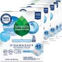 Seventh Generation Dishwasher Detergent Packs Free & Clear Pack of 5 for sparkling dishes Dishwasher tabs 45 count