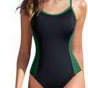 Holipick Athletic One Piece Swimsuits for Women Training Sport Bathing Suit for Teens Girls Modest Swimwear (Black, L)