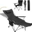 Camping Chairs Zero Gravity Recliner Chair with 4-in-1 Adjustable - Portable Folding Recliner with Cup Holder & Side Pocket, Detachable Footrest for Patio, Beach, Lawn, No Assembly - Black