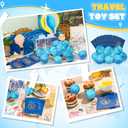 Maitys 72 Pcs Travel Party Earth Stress Balls, Airplane Keychain, Passport Book with Assorted Travel Stickers for Scrapbooks, Organza Bags for Adults Adventure Theme Party Supplies