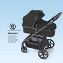 Mompush Meteor2 Baby Stroller 2-in-1 with Newborn Mode, Compatible with Infant Car Seat Adapter Included, Full-Size Bassinet Strollers for Family Outings, Black