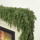 6FT Christmas Garland, Real Touch Cypress Pine Garlands, Green Artificial Cedar Garland Christmas Decorations for Home, Dining Table Mantel Porch Wall Stairs Winter Xmas Decor