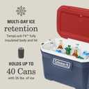 Coleman Classic Series Insulated Portable Cooler, Leak-Resistant Outdoor Hard Cooler Keeps Ice up to 5 Days, 52 Quart, Red, White & Blue