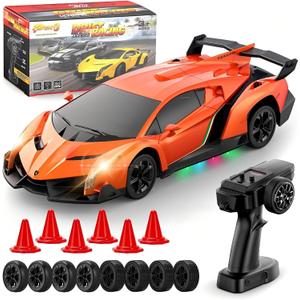 Lamborghini Remote Control Car Toy, Officially Licensed RC Drift Car 15Km/h with Underglow & Headlights, 1:24 Scale 2.4GHz, RC Gift Toy for Boys & Girls Ages 3-12 & Adults, Standard