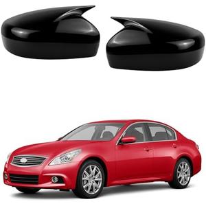 Side Mirror Cap Cover Compatible With Infiniti 2011-2012 G25, 2008-2013 G37, 2015 Q40, 2014 2015 Q6 (Glossy Black)