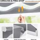 LazBlinds No Drill Cordless Zebra Blinds for Indoor Windows, Dual Layer Light Control Roller Shades for Day and Night, Light Filtering Sheer Shades for Home, 22" W x 48" H, Grey