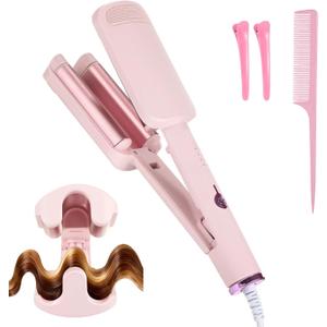 32 mm Hair Waver Curling Iron, Deep Wave Crimper with Ceramic Glaze Coating, 4 Temperature Settings, Even & Fast Heating, Anti-Scald Handle, for Travel, Office, Daily Styling