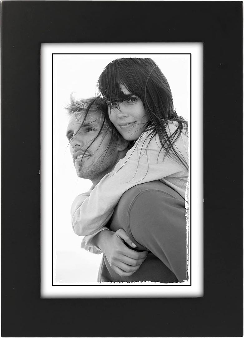 Malden 4x6 Picture Frame - Wide Real Wood Molding, Real Glass - Black