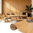 Natural Bamboo Wall Panel for Interior Wall Decor, Pole Wrap Wainscoting Paneling, Eco-Friendly Wall Panels Interior Decor for Living Room, Kitchen Island, Ceiling 48" H x 96" L, Light-carbonized
