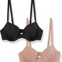 Amazon Essentials Women's Demi Cup Microfibre Bra with Adjustable Straps, Pack of 2, Dark Taupe, 38A