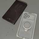 Compatible with iPhone 17 Pro Max Case with 360 Spin Magnetic Ring Stand [Compatible with Mag-Safe] Full Camera Lens Protector Plating Clear Phone Case for iPhone 17 Pro Max 6.9", Clear