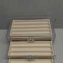 Necklace Organizer Box with Clear Lid, Dustproof Velvet Jewelry Holder Storage Display Case, Stackable Acrylic Necklace Tray Drawer Insert for Women and Girls (Beige,3 Drawers)