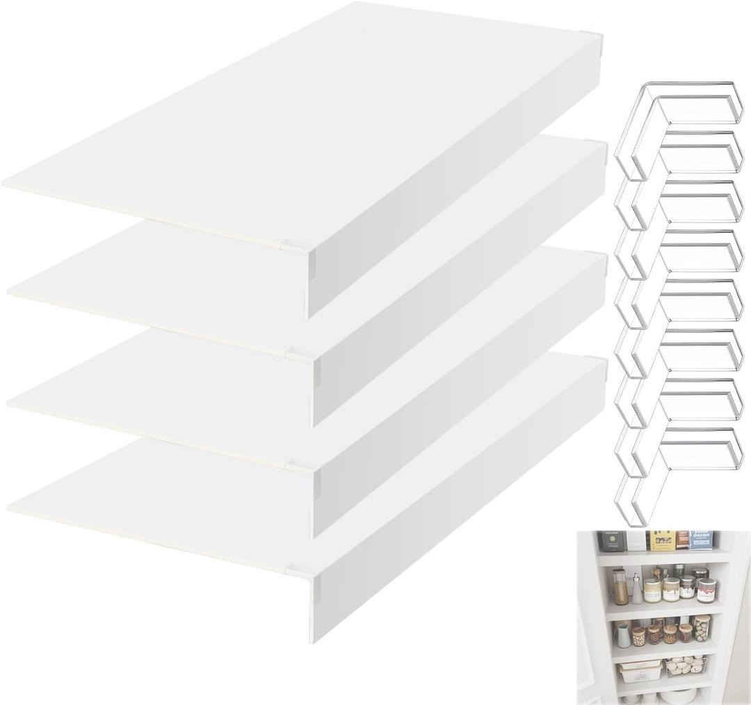 Wire Shelf Covers Set of 4, 23x16x3 in, Durable PVC Shelf Cover for Wire Shelving Pantry, Kitchen Faux Wood Rack Covers, Moisture-Resistant & Easy-to-Clean Organizer Liners, White