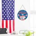 2 x LHIUEM Happy Memorial Day Door Sign 11.4x11.4“ Red Blue White America Patriotic Hanging Plaque Rustic America Independence Day Wooden Sign for Porch Home Outdoor Indoor Decoration
