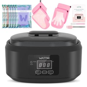 Wattne Paraffin Wax Machine for Hand and Feet -Paraffin Wax Warmer Moisturizing Kit Auto-time and Keep Warm Paraffin Hand Wax Machine for Arthritis (Black)