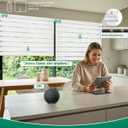 Allesin Motorized Zebra Blinds with Remote, Electric Dual-Layer Shades with Dry Battery-Powered, Smart Window Blind with Privacy Light Control (White 34" W x 72" H)