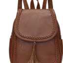 KKXIU Fashion Small Synthetic Leather Backpack Purse For Women and Ladies with Tassel (Brown)