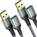 AINOPE 2 Pack USB Extensions Cable High Speed USB 3.0 Extension Cord Type A Male to Female Sturdy Braided Material Fast Data Transfer Compatible with USB Keyboard,Mouse,Flash Drive,Grey,3.3FT+3.3FT