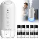 Plug in Diffuser Starter Kit  Waterless Scent Diffuser with 5 Essential Oils, 700 Sq Ft Coverage, Smart Wall Design, ColdAir Mist, 3 Mist Levels & Blue Ambient Light for Home or Small Spaces, White