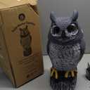 Solar Powered Garden Owl with Motion Detection, Rotating Head, Realistic Hoots and Silent Mode, Outdoor Statue and Sculpture, Owl Decoration for Home, Garden, Patio and Lawn