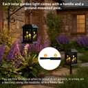 Outdoor Solar Lanterns, 2 Pack Hanging Solar Lights Waterproof, with Type-C Charging Port and Ground-Mounted Light Poles, Sunflower Decorative LED Lanterns Maintain 10 Hours of Lighting (2Pack)